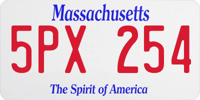 MA license plate 5PX254