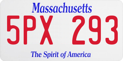 MA license plate 5PX293