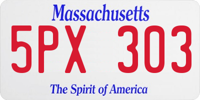 MA license plate 5PX303