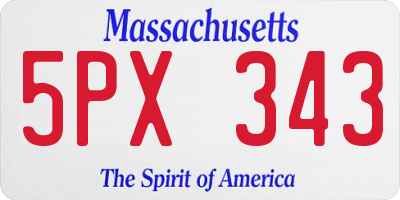 MA license plate 5PX343