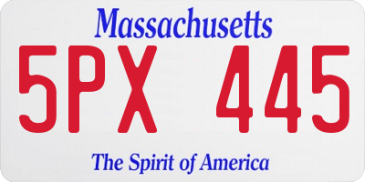 MA license plate 5PX445