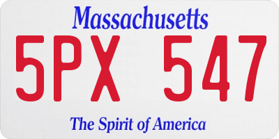 MA license plate 5PX547