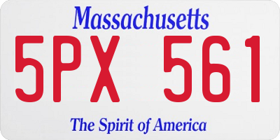 MA license plate 5PX561