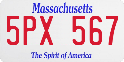 MA license plate 5PX567