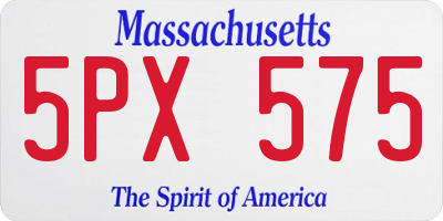 MA license plate 5PX575