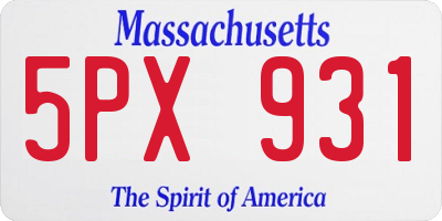 MA license plate 5PX931
