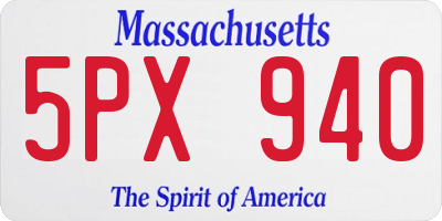 MA license plate 5PX940
