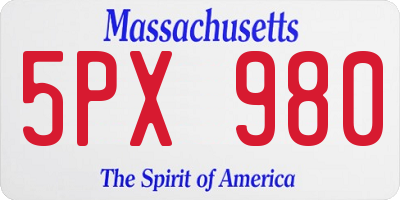 MA license plate 5PX980