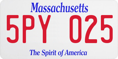 MA license plate 5PY025
