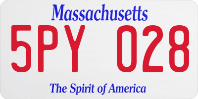 MA license plate 5PY028
