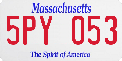 MA license plate 5PY053