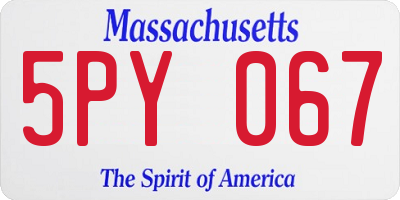 MA license plate 5PY067