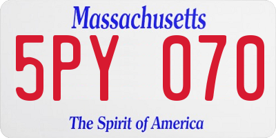 MA license plate 5PY070