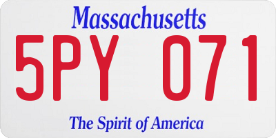 MA license plate 5PY071