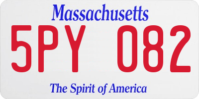 MA license plate 5PY082