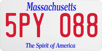 MA license plate 5PY088
