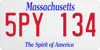 MA license plate 5PY134