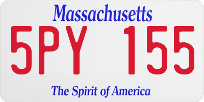 MA license plate 5PY155