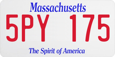 MA license plate 5PY175