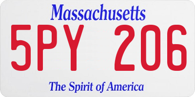 MA license plate 5PY206