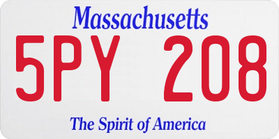 MA license plate 5PY208