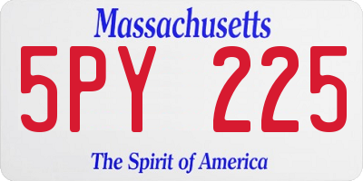 MA license plate 5PY225