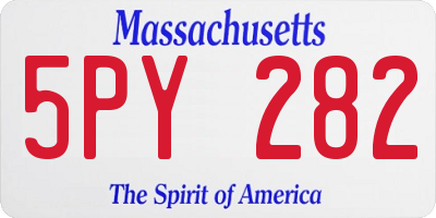 MA license plate 5PY282