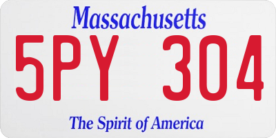 MA license plate 5PY304