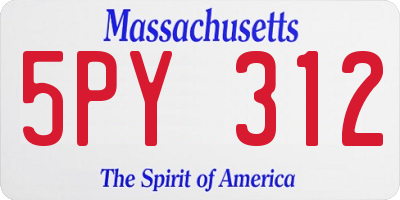 MA license plate 5PY312
