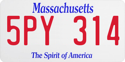 MA license plate 5PY314