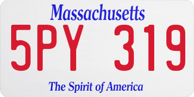 MA license plate 5PY319