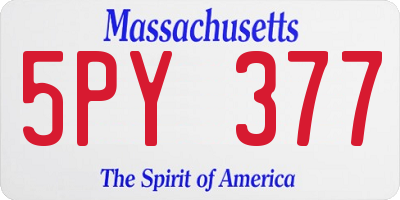 MA license plate 5PY377