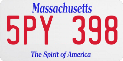 MA license plate 5PY398