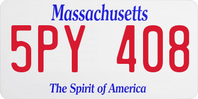 MA license plate 5PY408