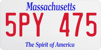MA license plate 5PY475