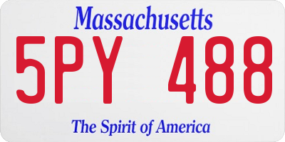 MA license plate 5PY488