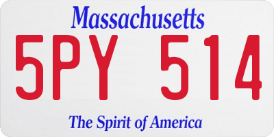 MA license plate 5PY514