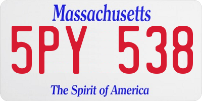 MA license plate 5PY538