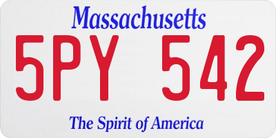 MA license plate 5PY542