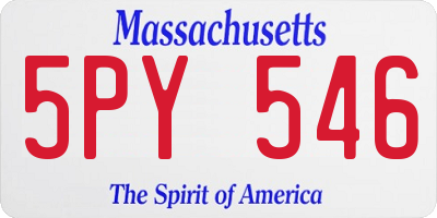 MA license plate 5PY546