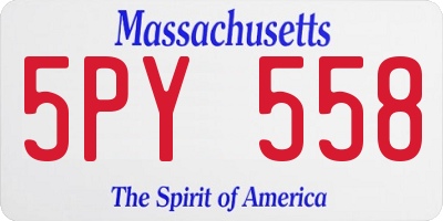 MA license plate 5PY558