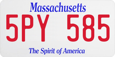 MA license plate 5PY585