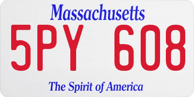 MA license plate 5PY608