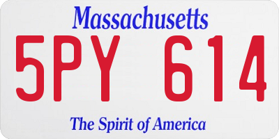 MA license plate 5PY614