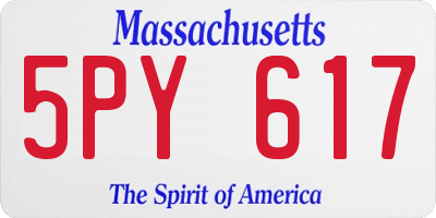 MA license plate 5PY617