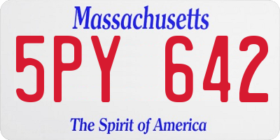 MA license plate 5PY642