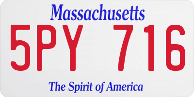 MA license plate 5PY716