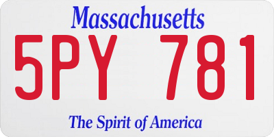 MA license plate 5PY781