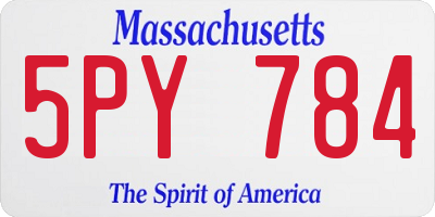MA license plate 5PY784