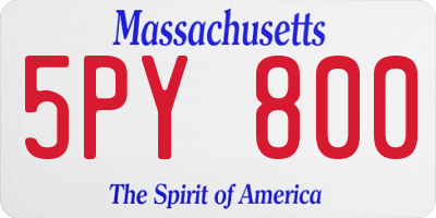 MA license plate 5PY800